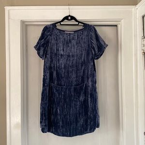 Navy crush velvet dress